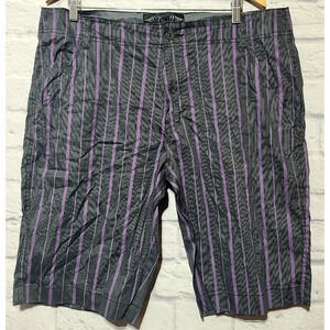 Drill Clothing Company Shorts Men's Size 38 Black Gray Purple Stripes Pinstripes